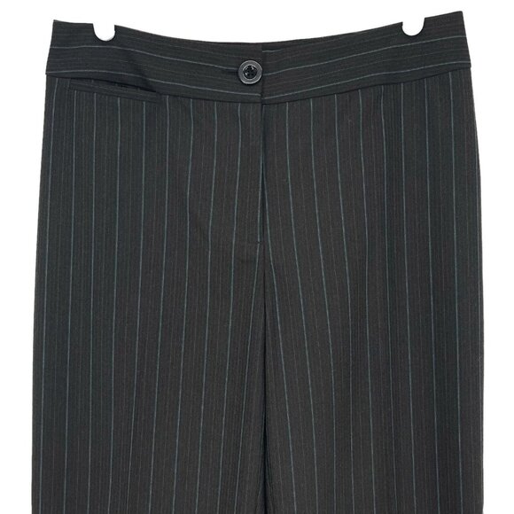 Chico's Women's Charcoal Striped Pants Size 0.5R US 6 Mid Rise Wide Leg Stretch - Picture 3 of 9